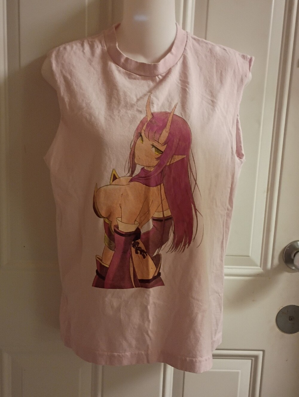 Sleeveless Pink Anime Graphic Tee Small